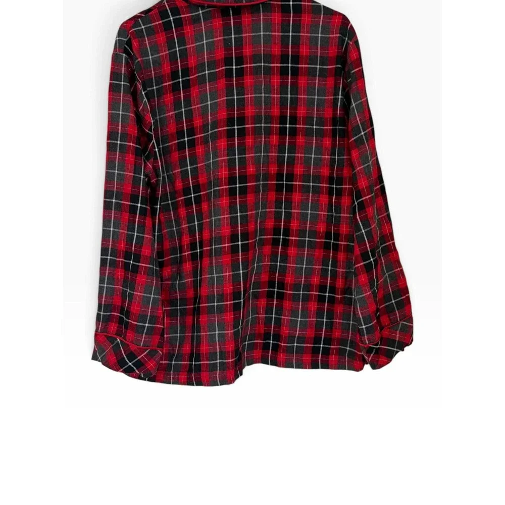 Vintage Victoria's Secret Christmas Pajama Set XL Red Black Plaid Sleepwear